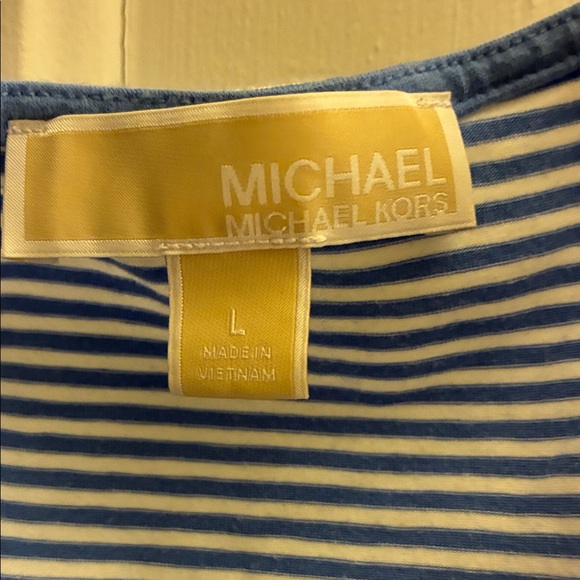 MICHAEL Michael Kors Blue Striped Short Sleeve Top - Picture 2 of 4